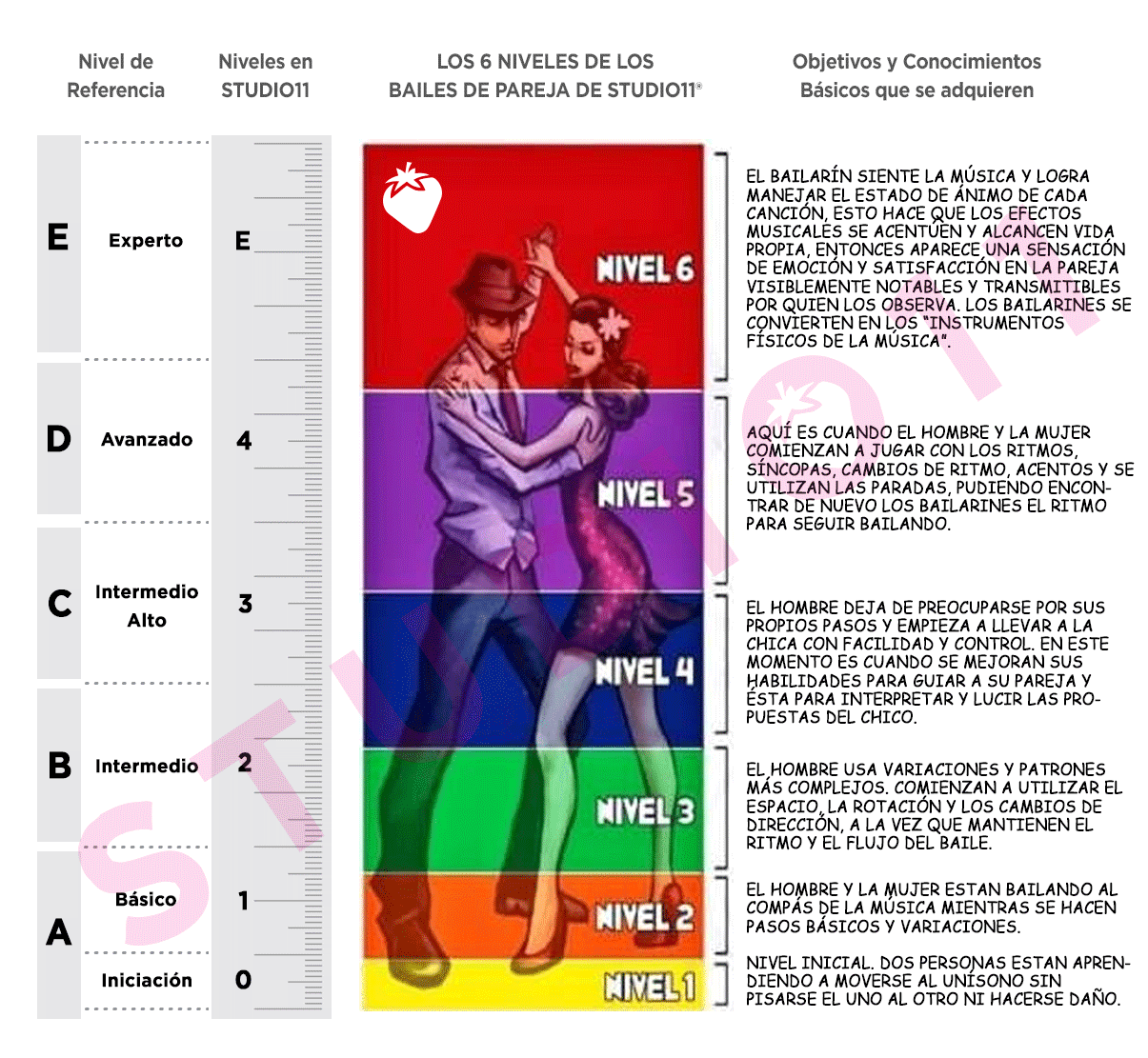 Los 6 niveles del baile en pareja