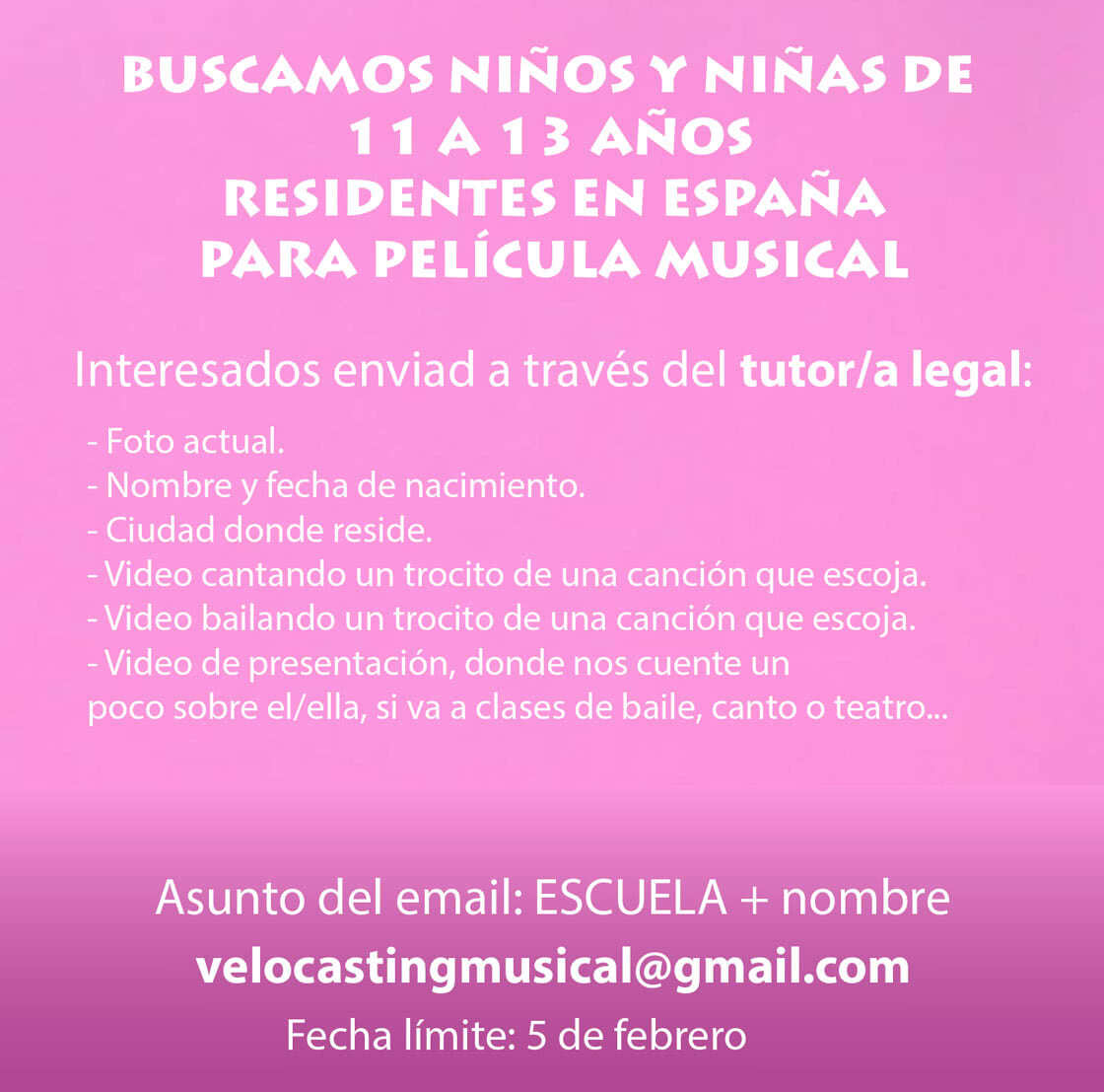 Casting para próxima película musical